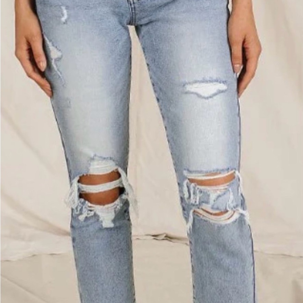 AMPERSAND AVENUE Distressed Comfort Stretch Straight Jeans 16W